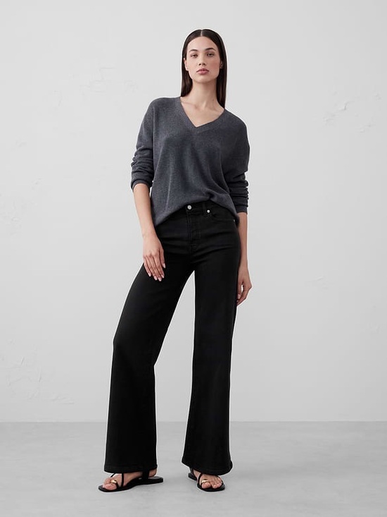Banana Republic Denim - Banana Republic Wide-Leg High-Rise Black Jeans – Size 24